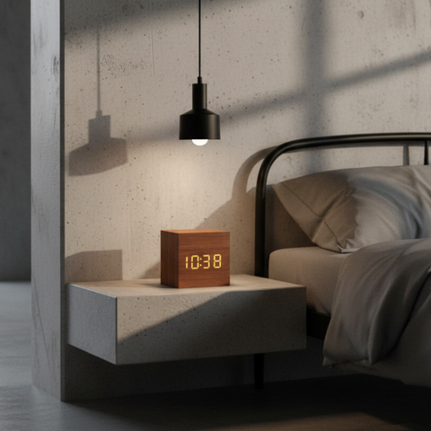 Digital Alarm Clock with Cube Design and Adjustable LED Display