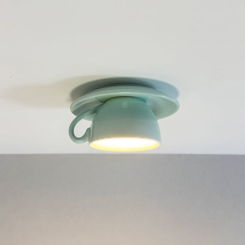Ceramic Cup Flush Mount Ceiling Light for Bedrooms and Living Rooms