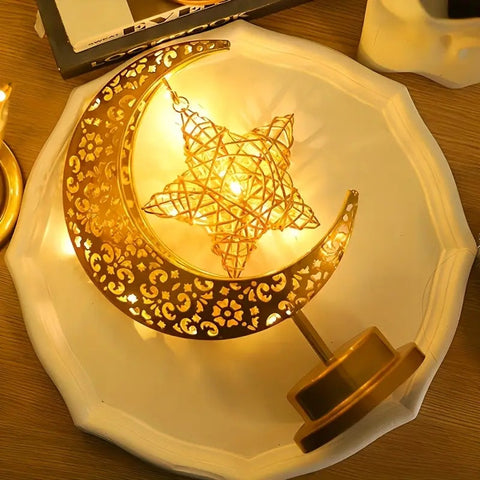 Crescent Moon and Star Decorative Table Lamp