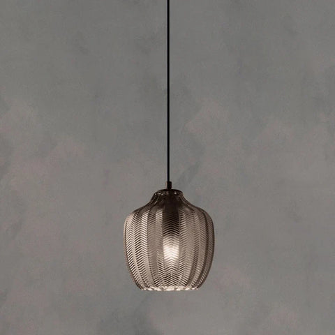 Pendant Light with Wavy Ribbed Glass and Vintage Nordic Style