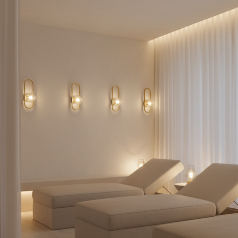 Wall Sconce with Oval Metal Frame and Glass Globe Shade