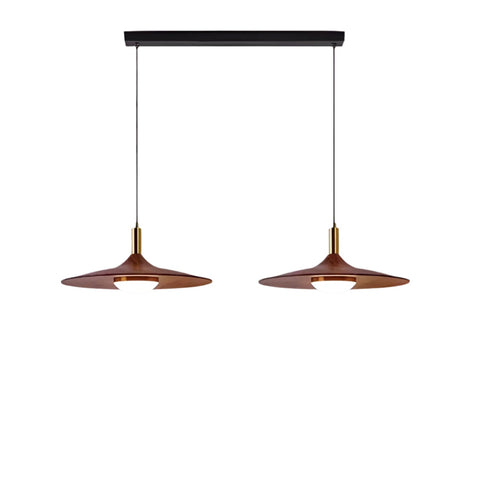 Pendant Light with Walnut-Finish Iron Shade