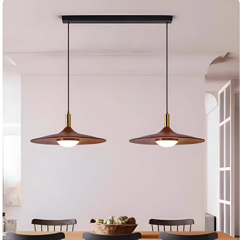 Pendant Light with Walnut-Finish Iron Shade