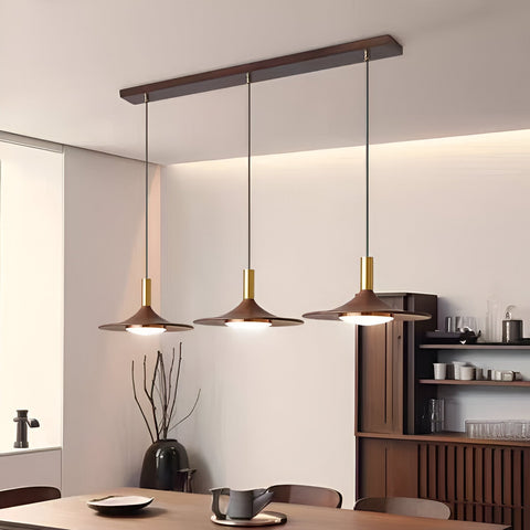 Pendant Light with Walnut-Finish Iron Shade