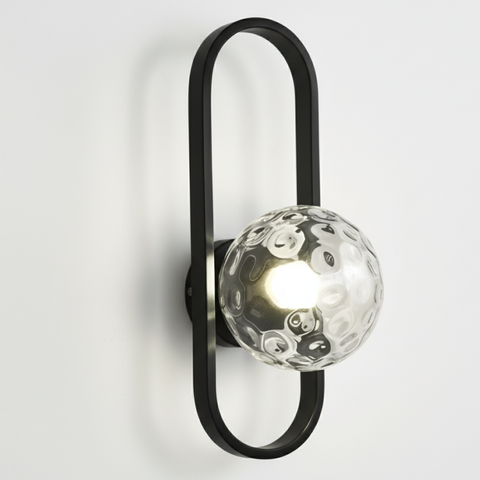 Wall Sconce with Oval Metal Frame and Glass Globe Shade