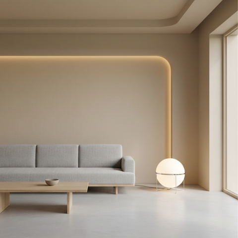 Floor Lamp with Globe Shade and Open Metal Frame