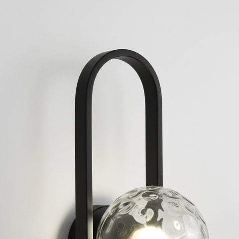 Wall Sconce with Oval Metal Frame and Glass Globe Shade