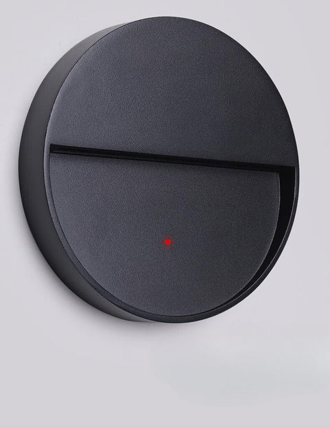 Round Aluminium LED Wall Light with Recessed Glow for Outdoor Steps and Pathways