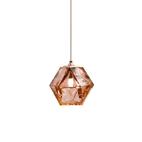 Geometric Glass Pendant Light with Faceted Shade