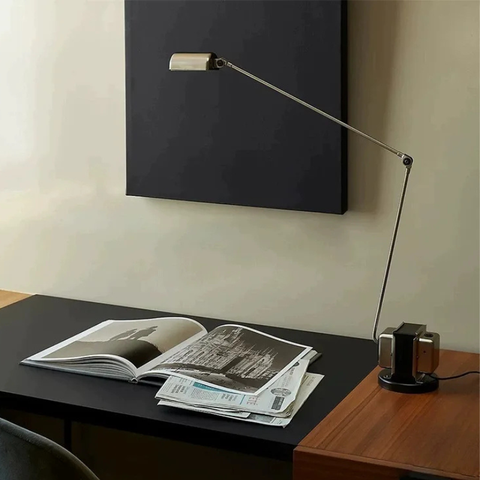 Desk Lamp with Articulated Metal Arm and Adjustable LED Light