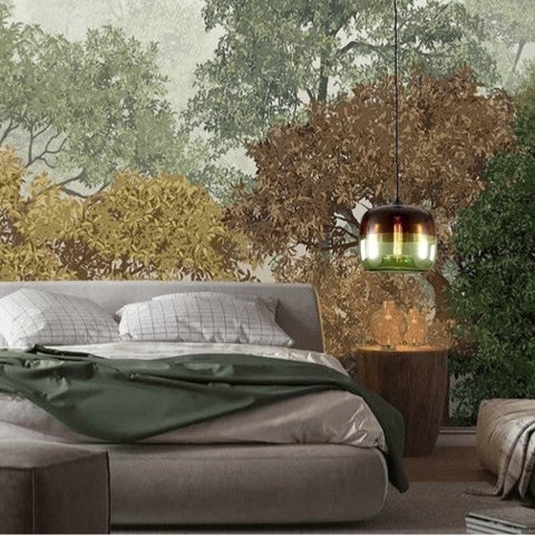 Retro Tinted Glass Pendant Light for Kitchen Islands and Dining Rooms