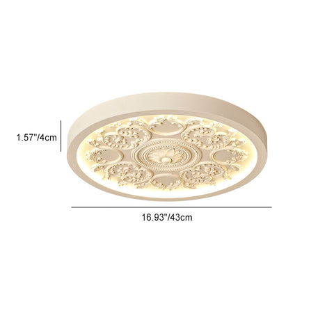Carved Floral LED Ceiling Light with Resin Relief Detail for Bedrooms
