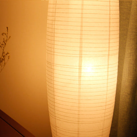 Rice Paper Column Floor Lamp with Two-Light Ambient Design