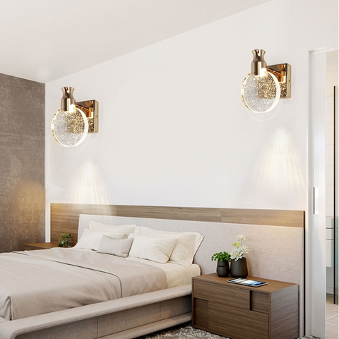 Round LED Wall Sconce with Bubble Glass for Ambient Room Lighting