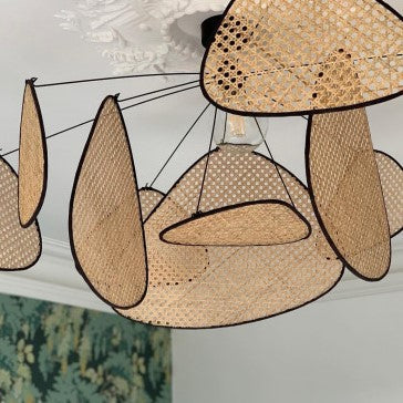 Retro Rattan Cane Chandelier for Dining Rooms and Open Living Spaces