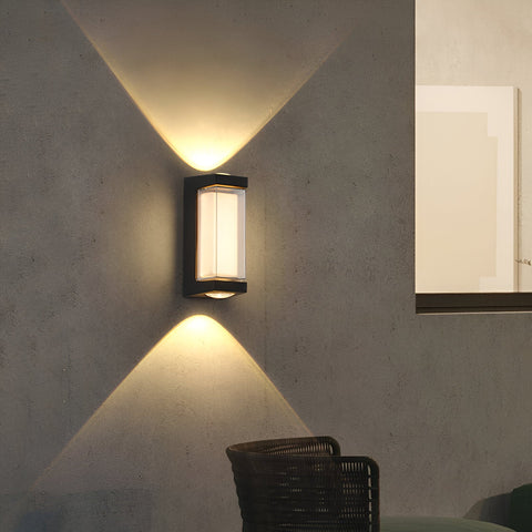 Rectangular LED Outdoor Wall Light with Up-and-Down Glow for Patios
