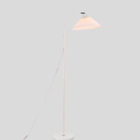 Pleated Shade Floor Lamp with Minimalist Metal Frame for Bedrooms