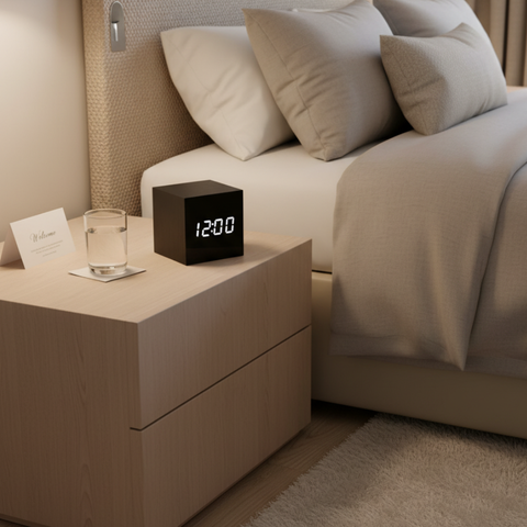 Digital Alarm Clock with Cube Design and Adjustable LED Display