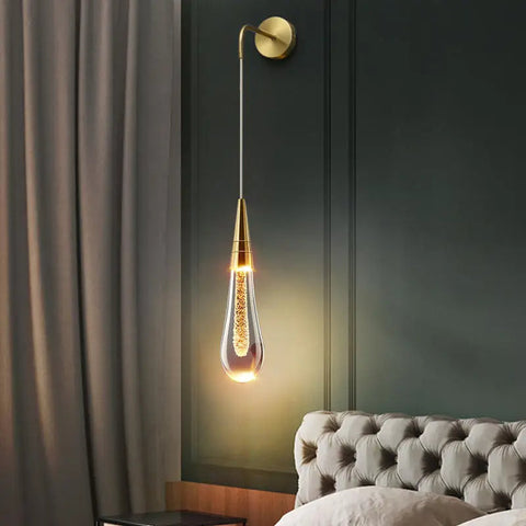 Teardrop Glass LED Wall Light with Metal Accents