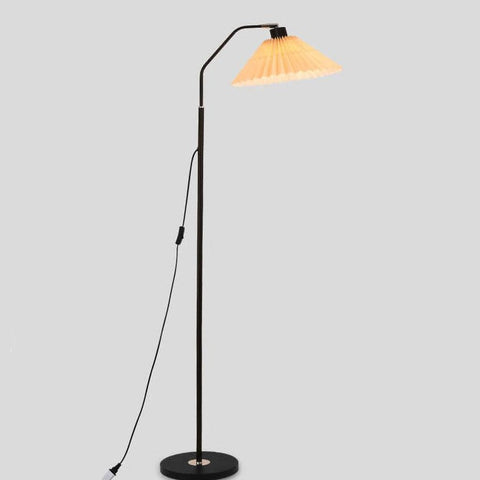 Pleated Shade Floor Lamp with Minimalist Metal Frame for Bedrooms