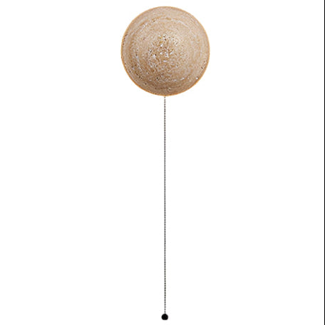 Wall Light with Round Travertine Disc and Pull-Cord Accent