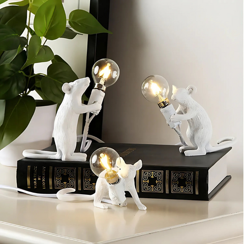Decorative Mouse Table Lamp with Warm LED Light for Unique Home Decor