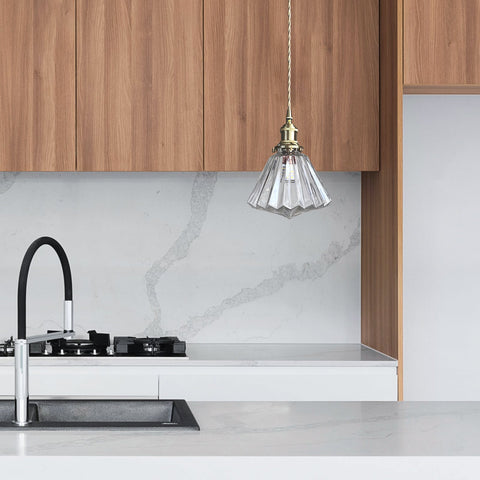 Diamond Glass Pendant Light with Metal Fitting