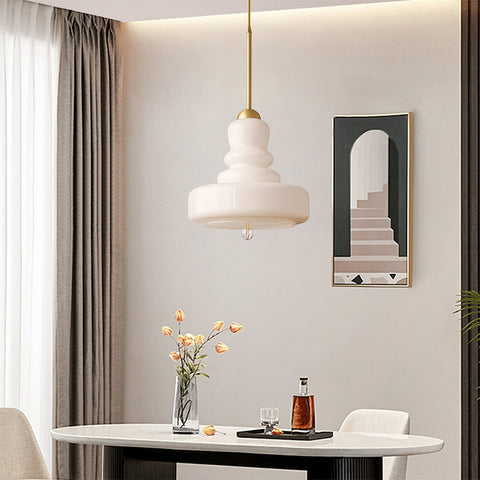 Glass Gourd Pendant Light with Tiered Shade