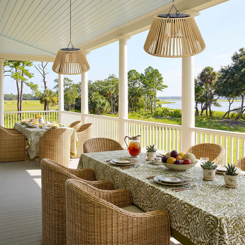 Vintage Rattan Pendant Light with Solar Hanging Lamp for Garden