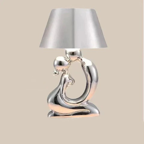 Sculptural Figure Table Lamp with Decorative Shade and Modern Artistic Design