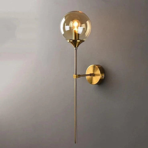 Brushed Metal and Glass Globe Wall Sconce for Modern Living Rooms