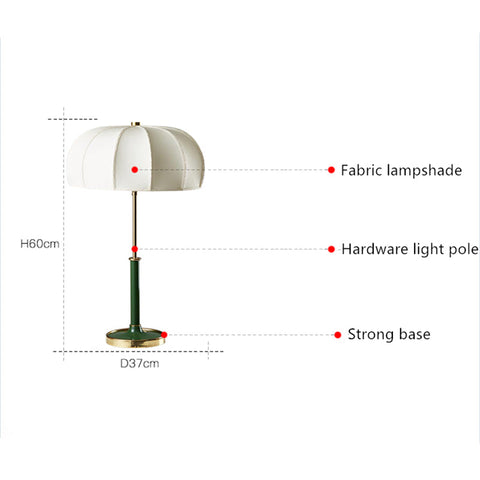 Table Lamp with Fabric Shade and Metal Base