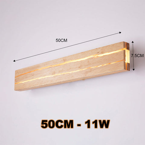 Wood LED Wall Sconce with Linear Light Detail
