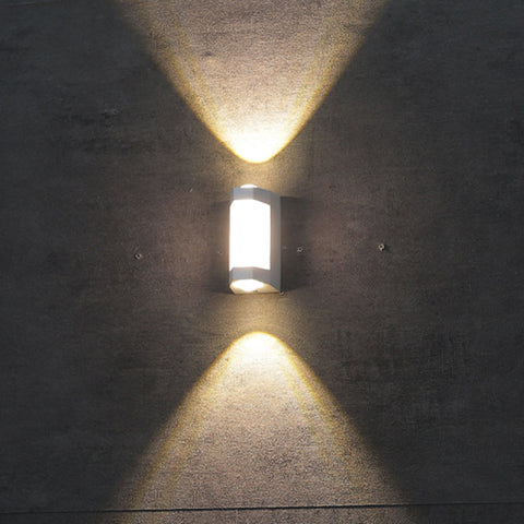 Rectangular LED Outdoor Wall Light with Up-and-Down Glow for Patios
