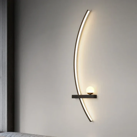 Curved LED Wall Sconce with Dual Lights and Modern Metal Frame
