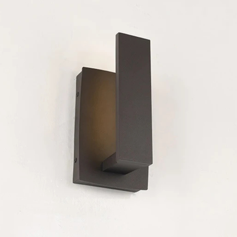 Outdoor Wall Sconce with Offset Metal Panel and LED Backlight