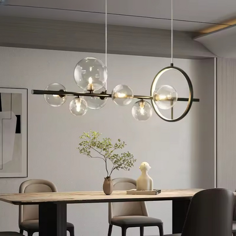 Glass Globe Chandelier with 7 or 10 Lights