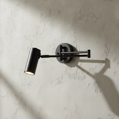 Wall Sconce with Adjustable Arm and Cylindrical Metal Shade