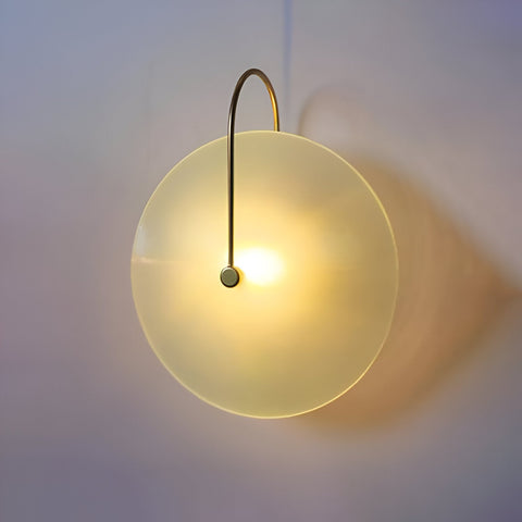 Wall Light with Ribbed Glass Disc and Loop Detail