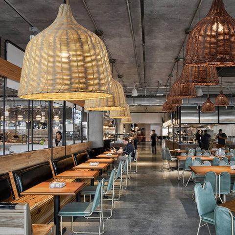 Tapered Rattan Basket Pendant Light