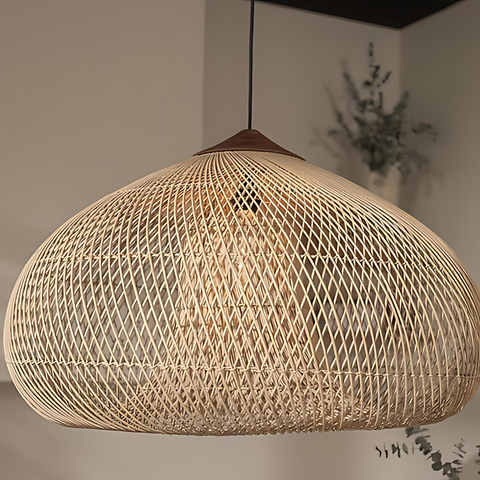 Pendant Light with Handwoven Rattan Shade