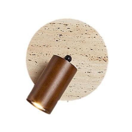 Wall Light with Rotatable Travertine Disc