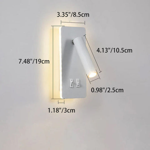 Rotatable LED Reading Wall Sconce with Square Backplate and Spotlight