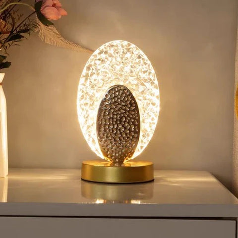 Peacock-Inspired LED Table Lamp with Decorative Textured Design, USB Rechargeable Battery and Adjustable Brightness