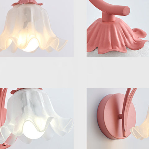 Wall Light with Flower Form and Fluted Acrylic Shade