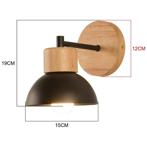 Wall Light with Wood and Iron Shade