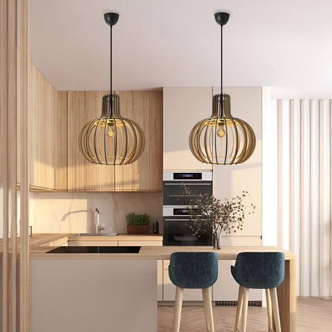 Scandinavian Wood Pendant Light for Kitchen Islands and Dining Rooms