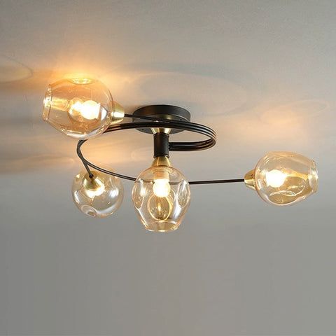 Glass Globe LED Flush Mount Ceiling Light for Dining Room Lighting