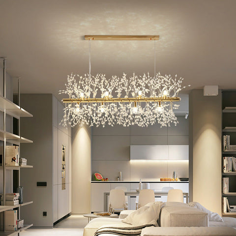 Branching Crystal Chandelier for Dining and Living Room Lighting