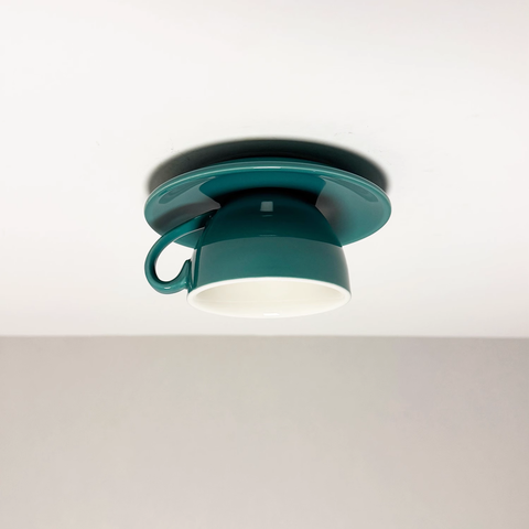 Ceramic Cup Flush Mount Ceiling Light for Bedrooms and Living Rooms